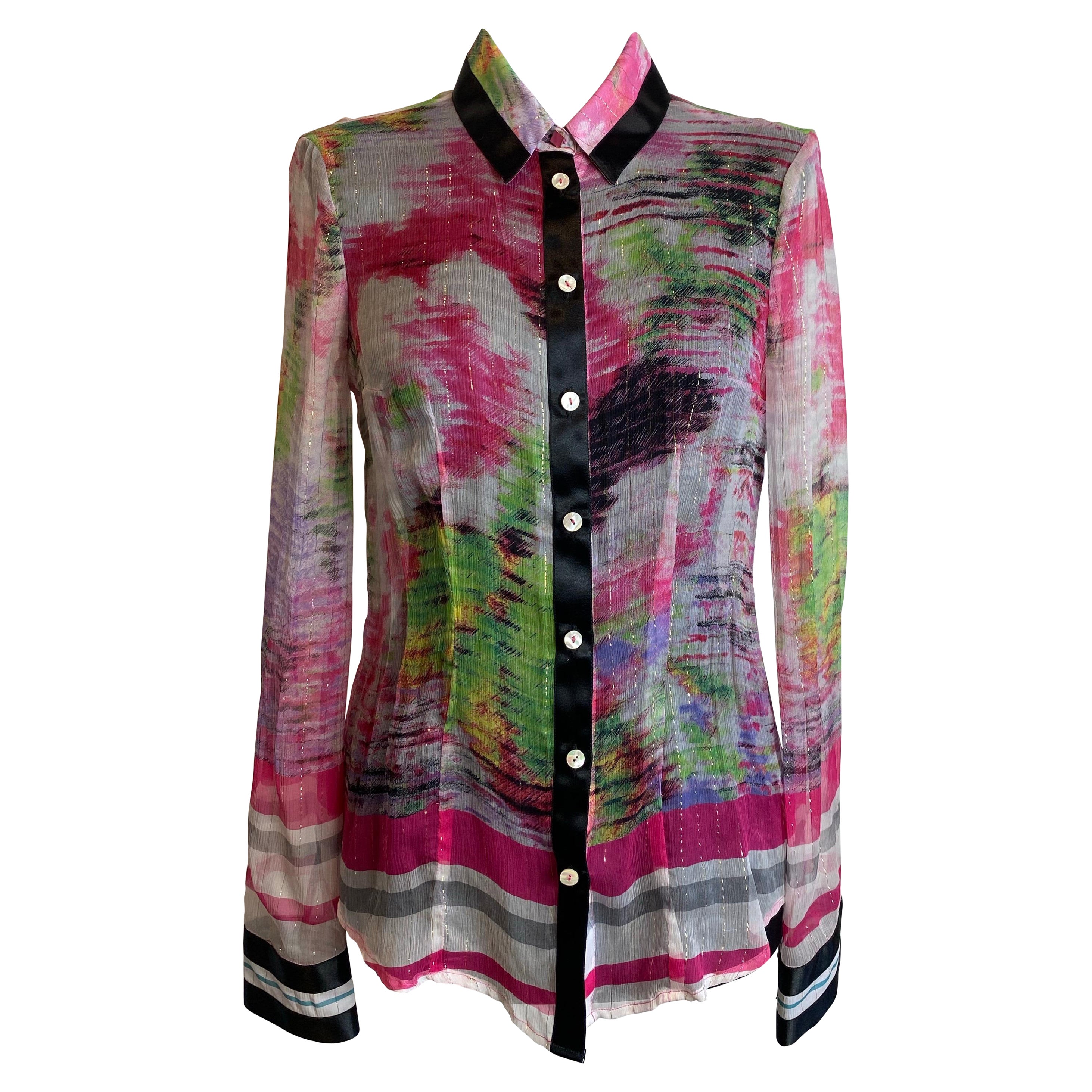 Class Roberto Cavalli semi transparent shirt For Sale