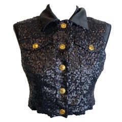 Chaleco negro de paillettes Pierre Balmain