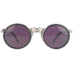 New Jean Paul Gaultier 56 3272 Round Silver Black Inserts Grey Lens 1990's Japan 9