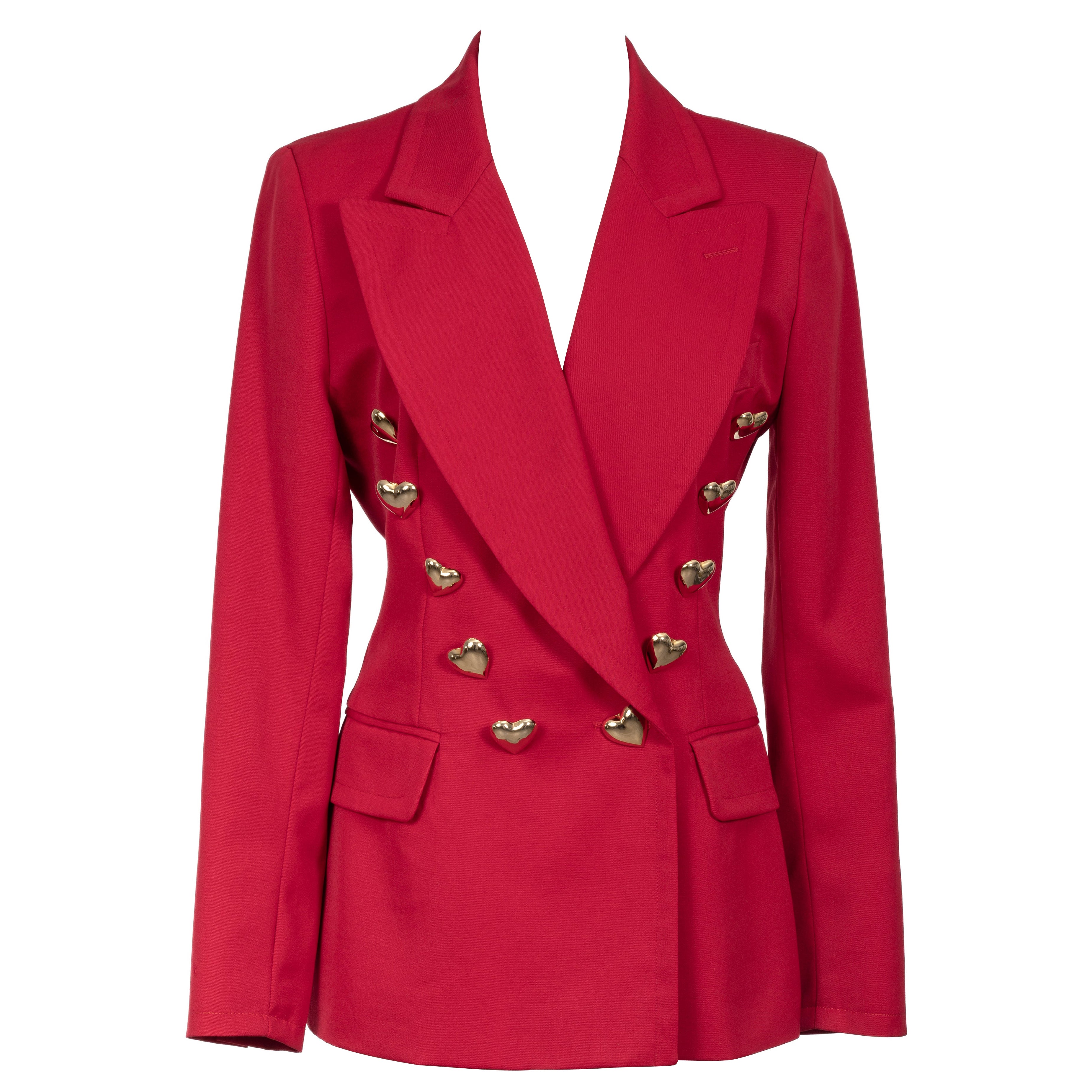 MOSCHINO COUTURE Jacke mit roten Herzknöpfen, 1980er/1990er Jahre im Angebot