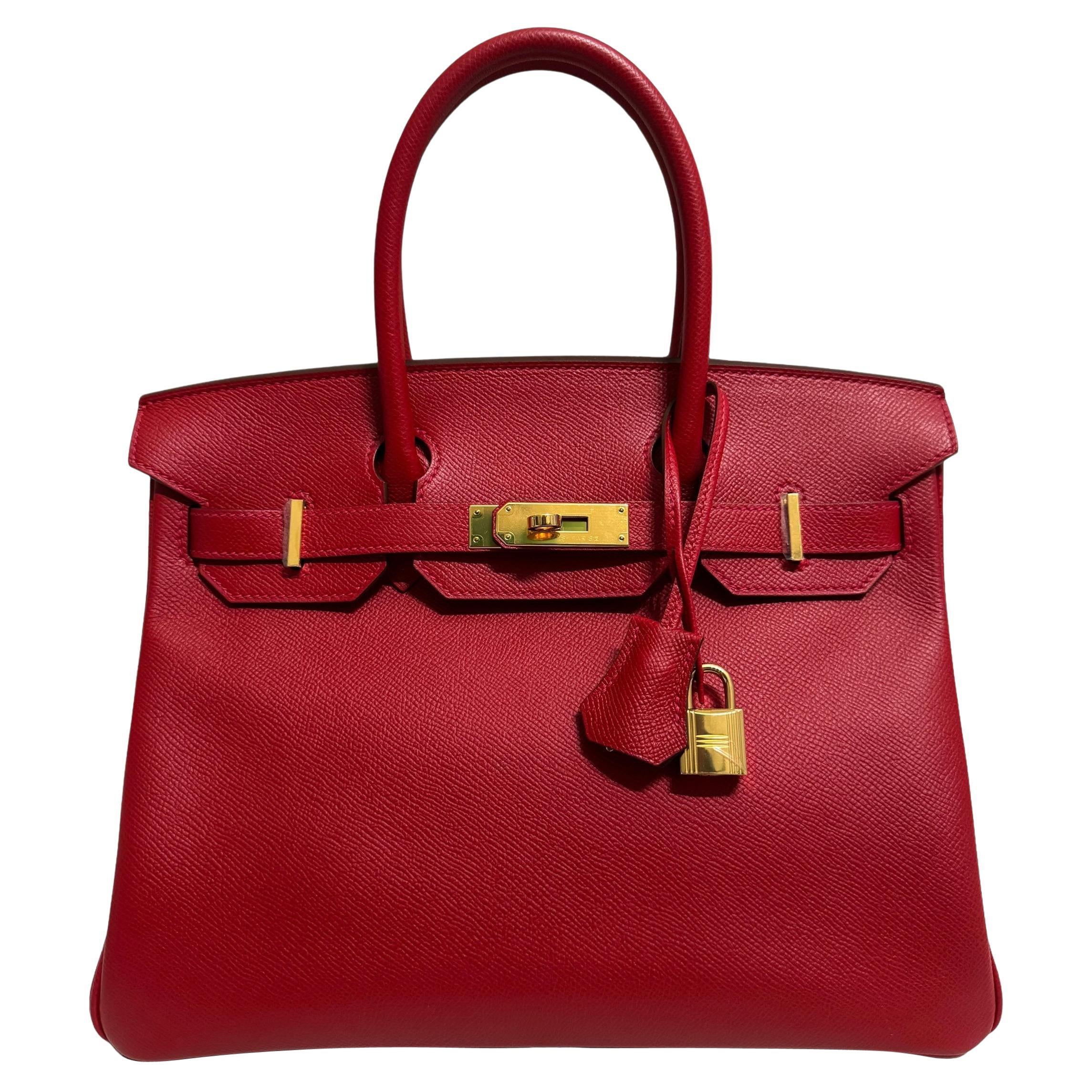 Hermes Birkin 30 Rouge Casaque Red Epsom Leather Gold Hardware
