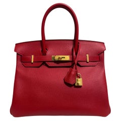 Hermes Birkin 30 Rouge Casaque Red Epsom Leather Gold Hardware