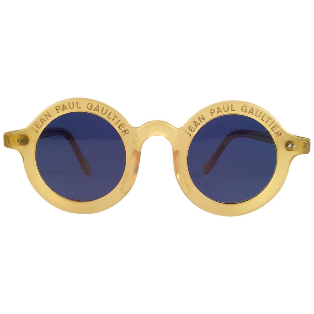 New Jean Paul Gaultier 56 0071 Round Yellow Iconic 90's Japan JPG Sunglasses