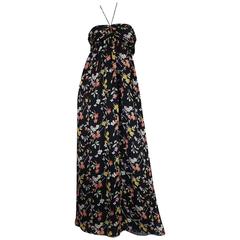 Vintage 1960s Oscar de la Renta Silk Chiffon Halter Dress & Cape