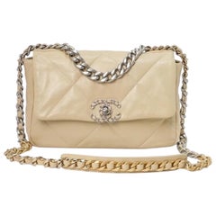 Chanel 19 Flap Small Borsa a Tracolla Trapuntata Pelle Beige