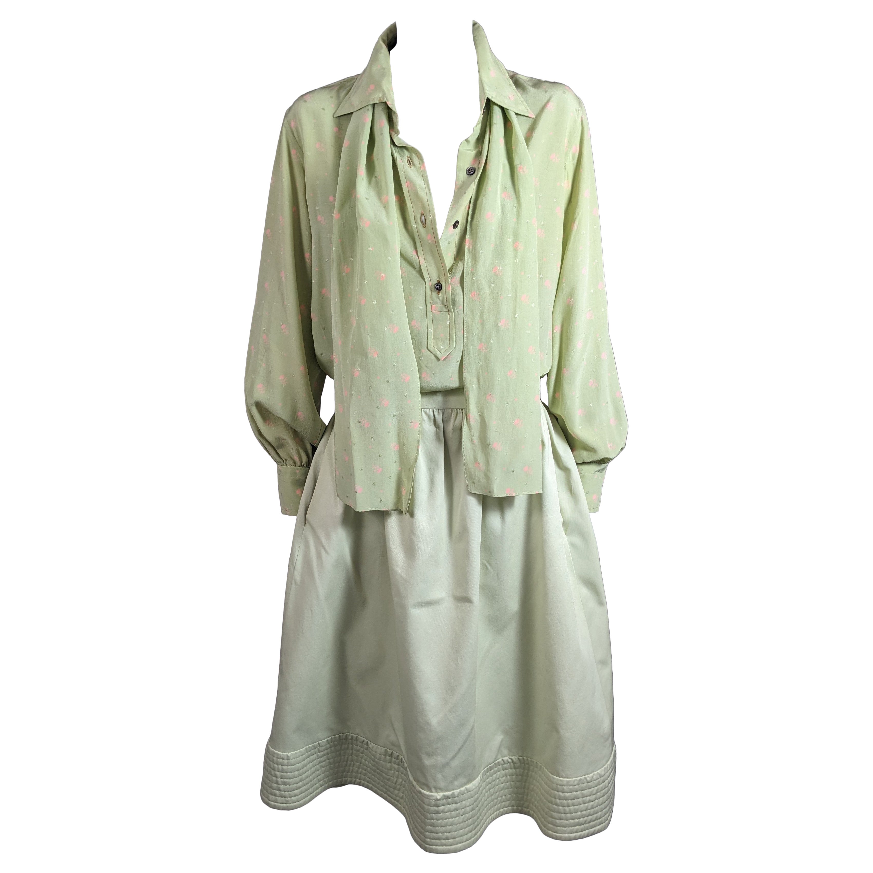 Valentino Celadon 1970's Ensemble For Sale