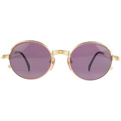 New Jean Paul Gaultier 56 4175 Round Gold Jet Ornaments Grey Lens 1990's Japan 2