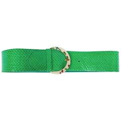 Vintage Gucci Belt Python Leather - green