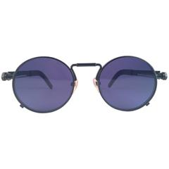 New Jean Paul Gaultier 56 8171 Round Black Matte Dark Purple Lens 1990's Japan 