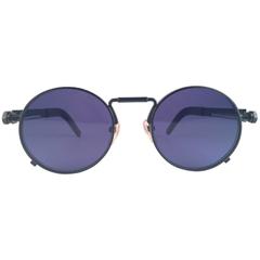 New Jean Paul Gaultier 56 8171 Round Black Matte Dark Purple Lens 1990's Japan 6