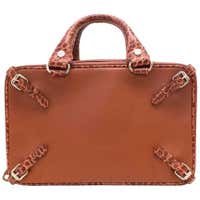 Celine Leather and Crocodile Embossed Trunket Bag For Sale at 1stdibs