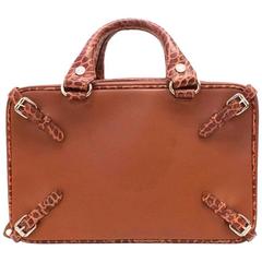 Celine Leather and Crocodile Embossed Trunket Bag 5
