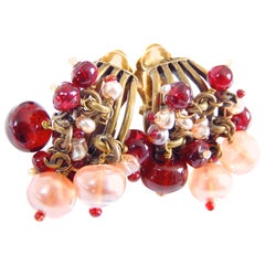 Chanel Torsade Earrings with CC Charms Glass Beads 00A Collection 