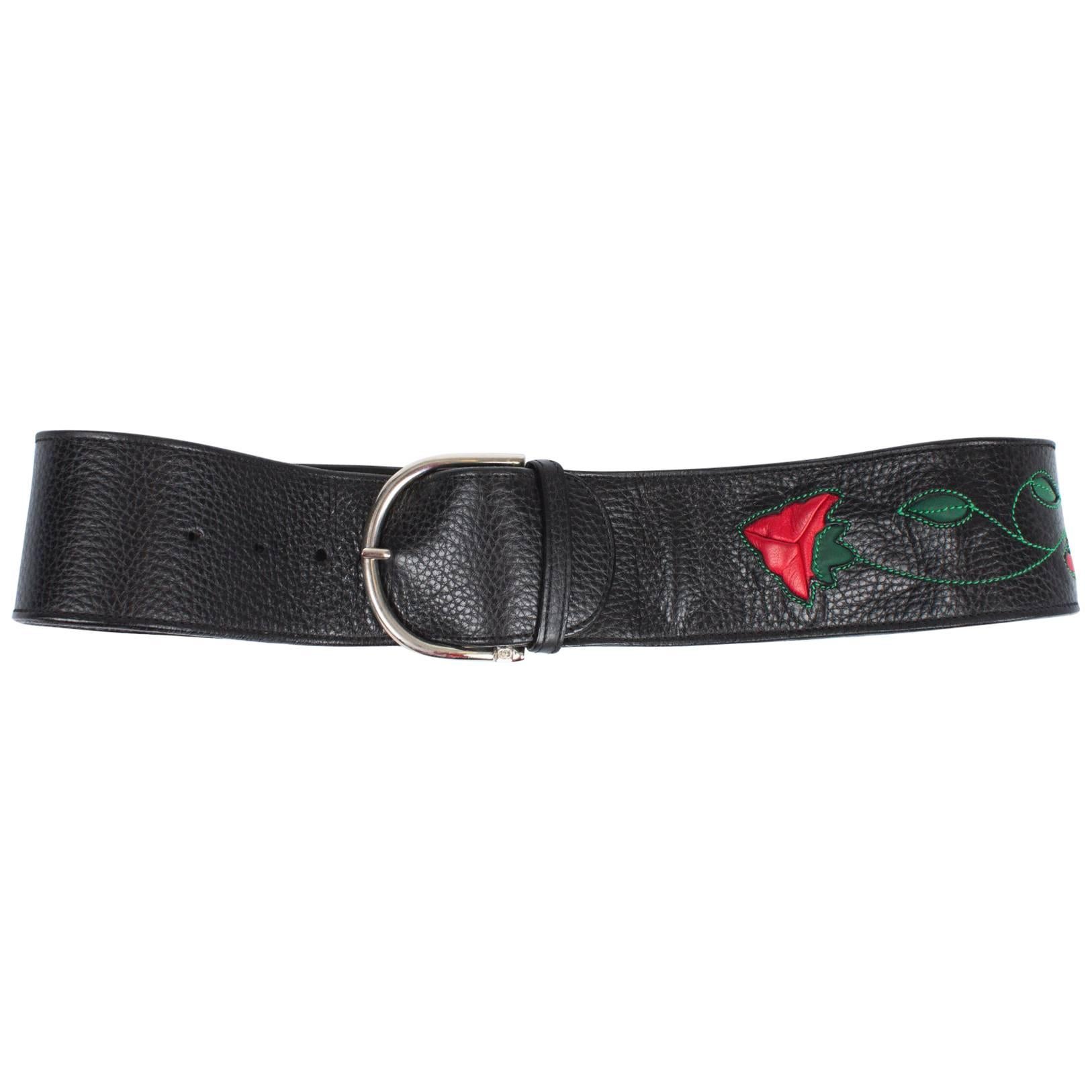 Gucci Belt Leather - black/red/green For Sale