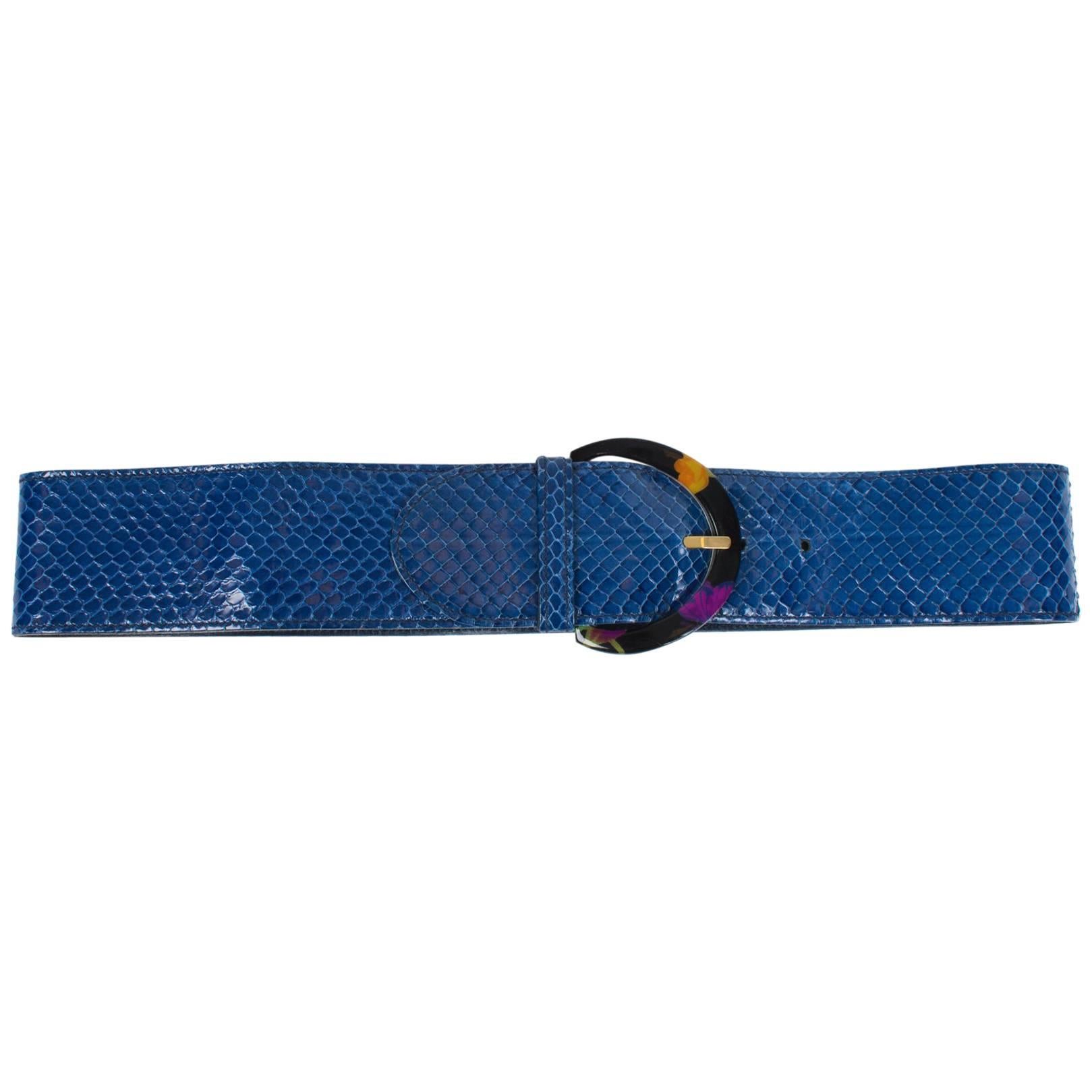 Gucci Belt Python Leather - blue For Sale