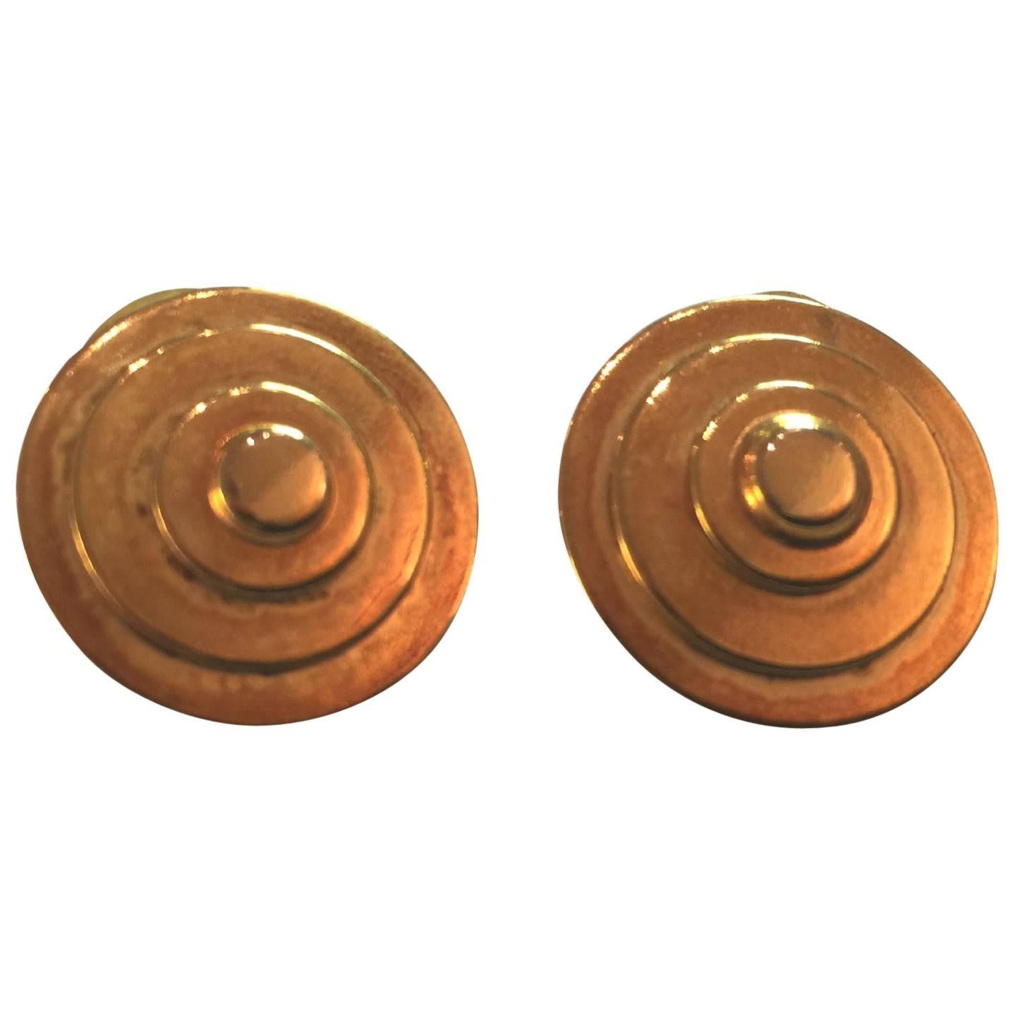 Martha STURDY Vancouver Gold Plated Concentric Disc Earrings For Sale