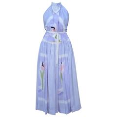 Lovely 1970's Michaele Vollbracht Pastel Silk Halter Dress With Wrap 5