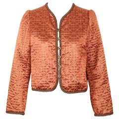 Vintage 1979 YVES SAINT LAURENT copper matelasse quilted runway jacket