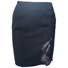 1990s Gianni Versace Black Applique Mini Skirt