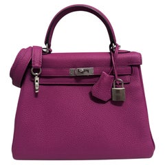 Hermes Kelly 25 rose pourpre palladium hardware as new