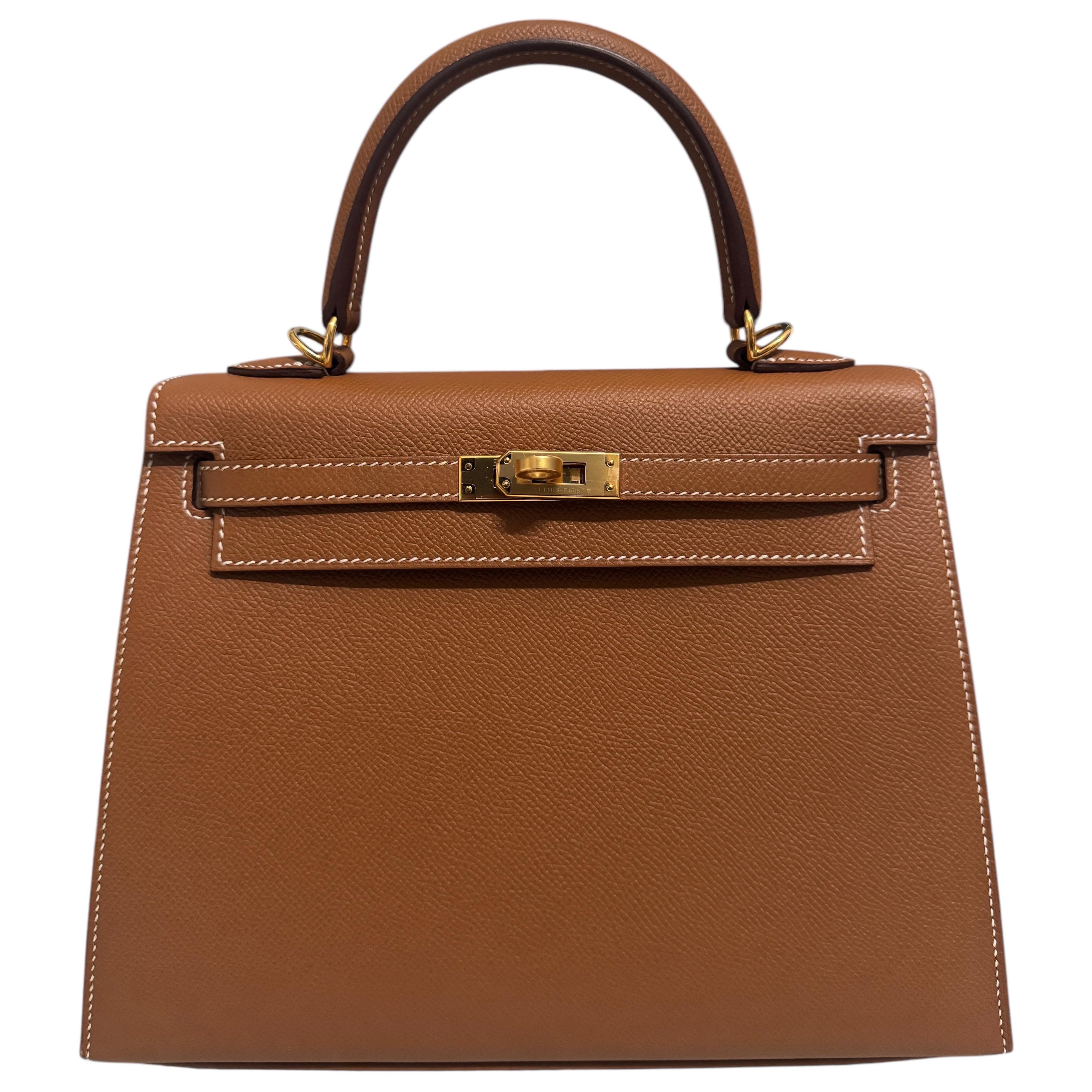 Hermes Kelly 25 gold w gold hardware as new For Sale