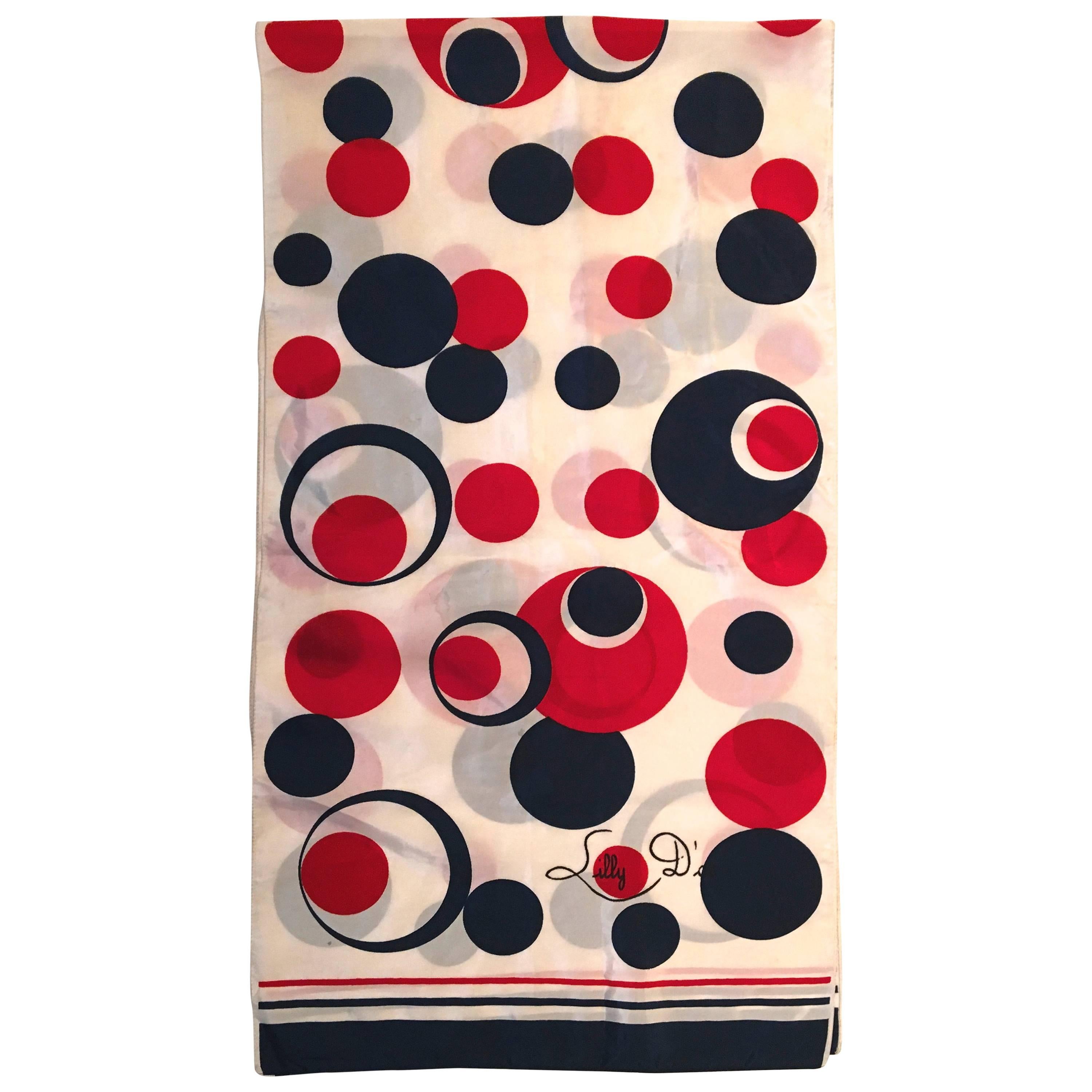Rare 1960's Lilly D'or Scarf - Mod Geometric Circles