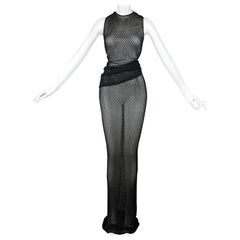 Ensemble 2 pièces vintage Dolce & Gabbana Black Sheer Knit Crochet S/S 1997