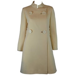 Vintage 1960's Structured Wool Ladies Proper Coat with Oversize Buttons