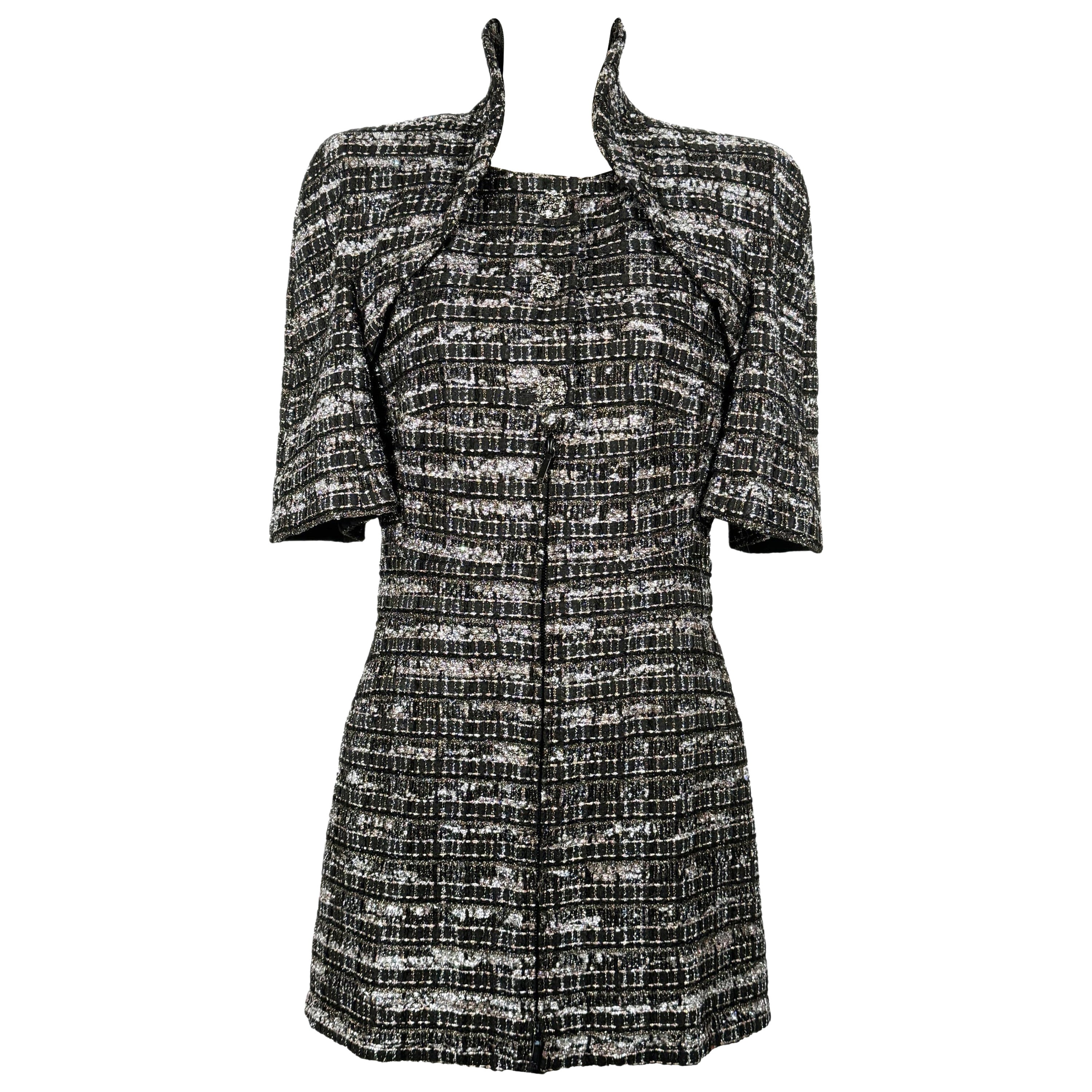 Chanel 14K$ Paris / Dubai Black Ribbon Tweed Jacket 38 FR For Sale