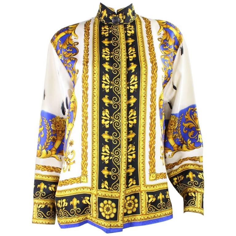 1990's Gianni Versace Silk Blouse with Baroque Print at 1stDibs ...