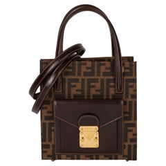 Bolso Vintage Fendi Marrón Lona Zucca y Piel de Becerro
