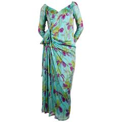 1970's YVES SAINT LAURENT haute couture floral silk dress 7