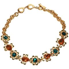 YVES SAINT LAURENT faceted glass & enameled gilt necklace 6