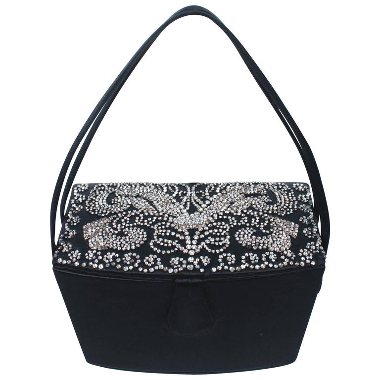 navy satin handbag