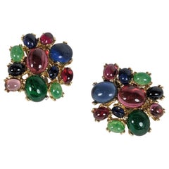 Ciner Multi Cabochon Ear Clips