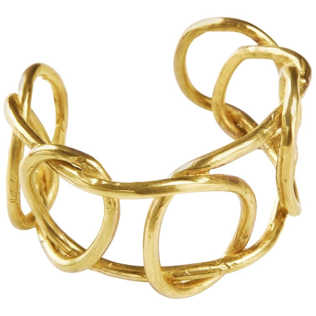 Large Knot Gold-Plated Bronze Cuff Bracelet For Sale