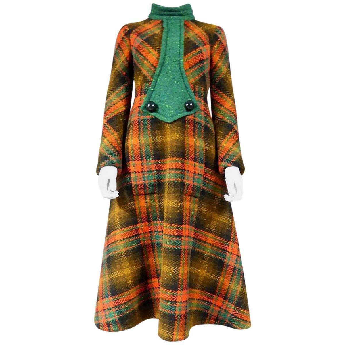 A Pierre Cardin Tartan Chasuble Dress - Fall Winter 1970/1971