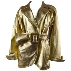 Vintage Yves Saint Laurent Gold Leather Coat