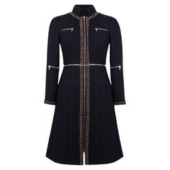 Chanel Paris / Shanghai Runway Black Tweed Coat 50 FR