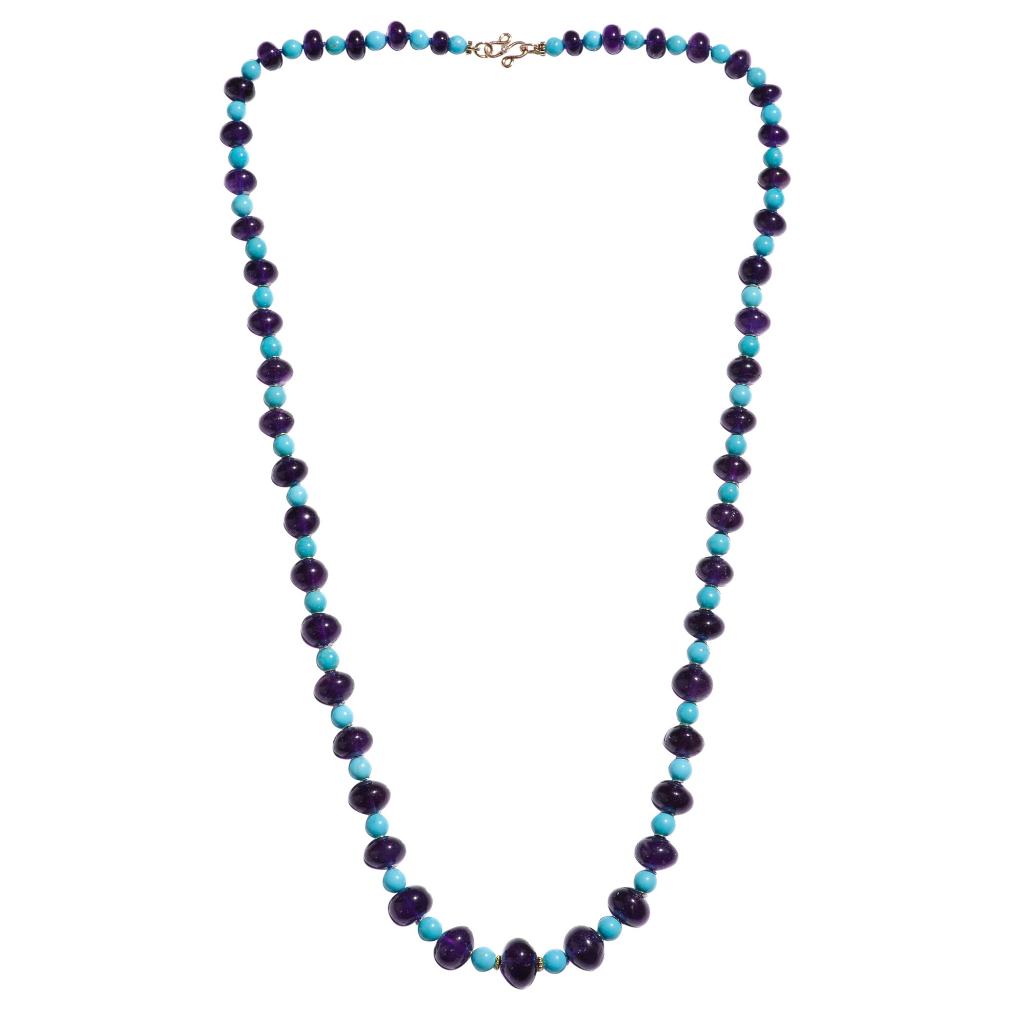 Moderne Collier de turquoise et améthyste Sleeping Beauty, longueur opéra géante en vente