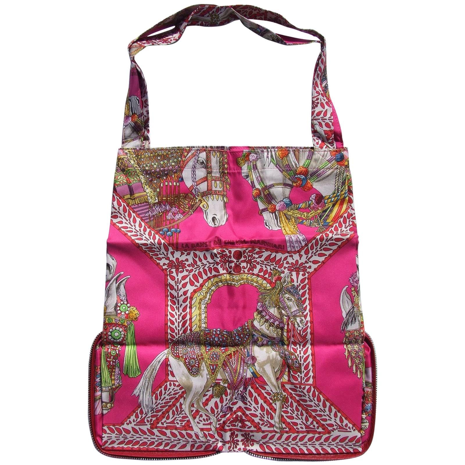 Hermes Silky Pop Shopper Handbag Danse du Cheval Marwari Pink 