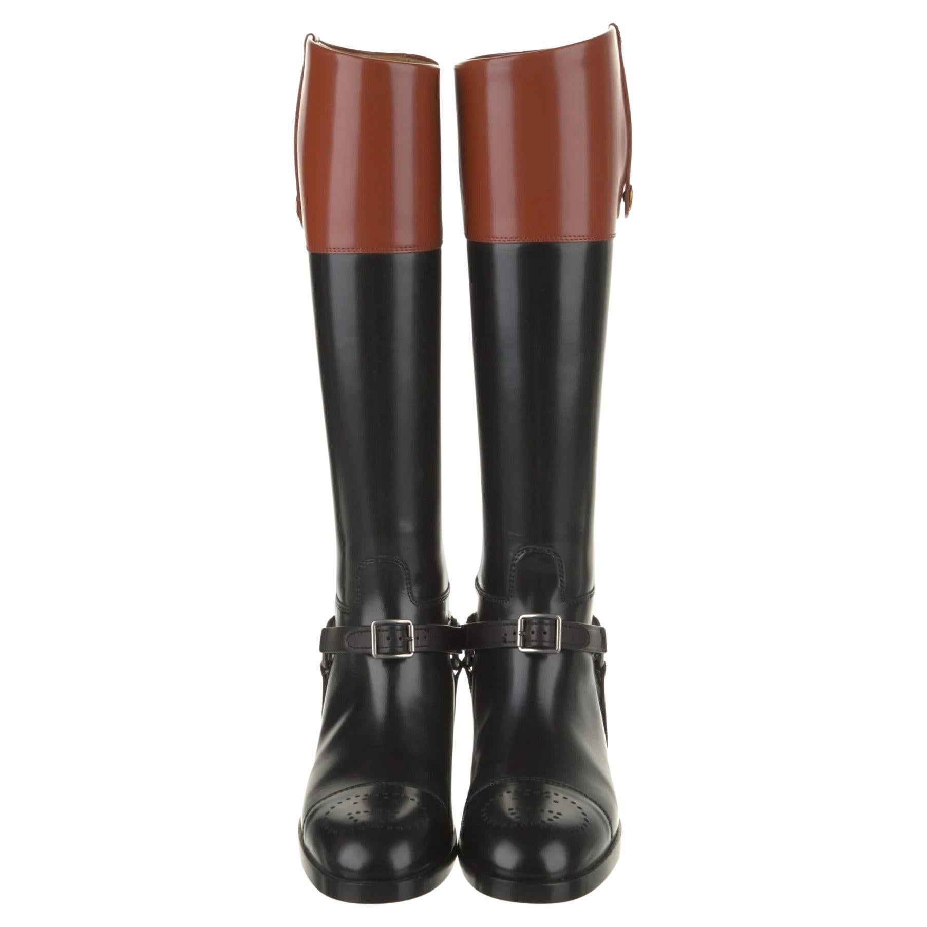 $2295 New With Box Gucci Autunno 2021 Alessandro Michele Stivali in pelle Sz 38.5 in vendita