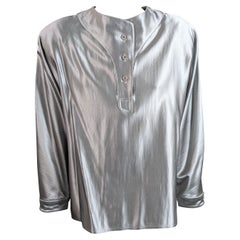 Geoffrey Beene Pewter Silk/Wool Satin Blouse
