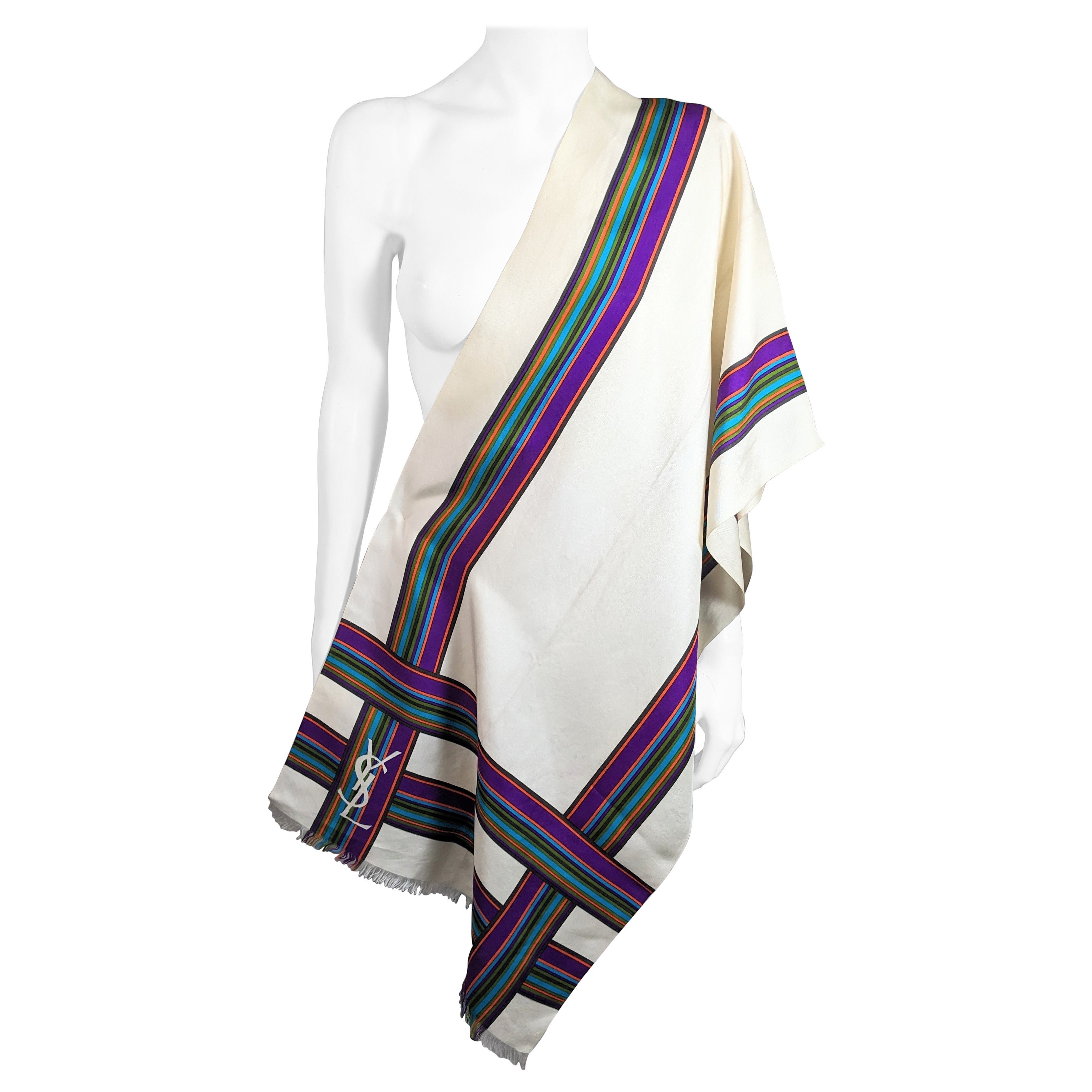 Early Yves Saint Laurent Large Logo Scarf, 1970's For Sale