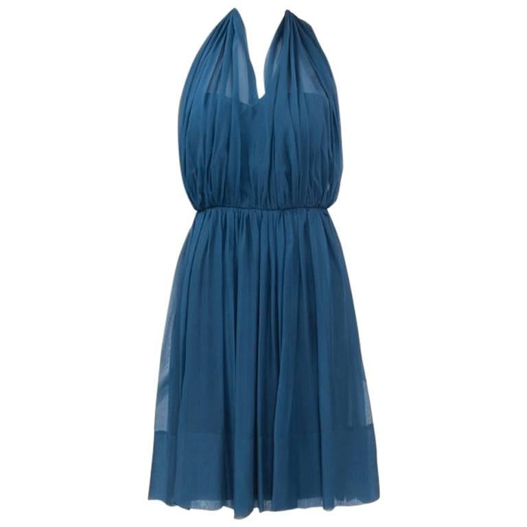 Seiden-Chiffon-Kleid mit Neckholder aus den 1960er Jahren im Angebot