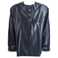 Geoffrey Beene Black Silk/Wool Satin Blouse