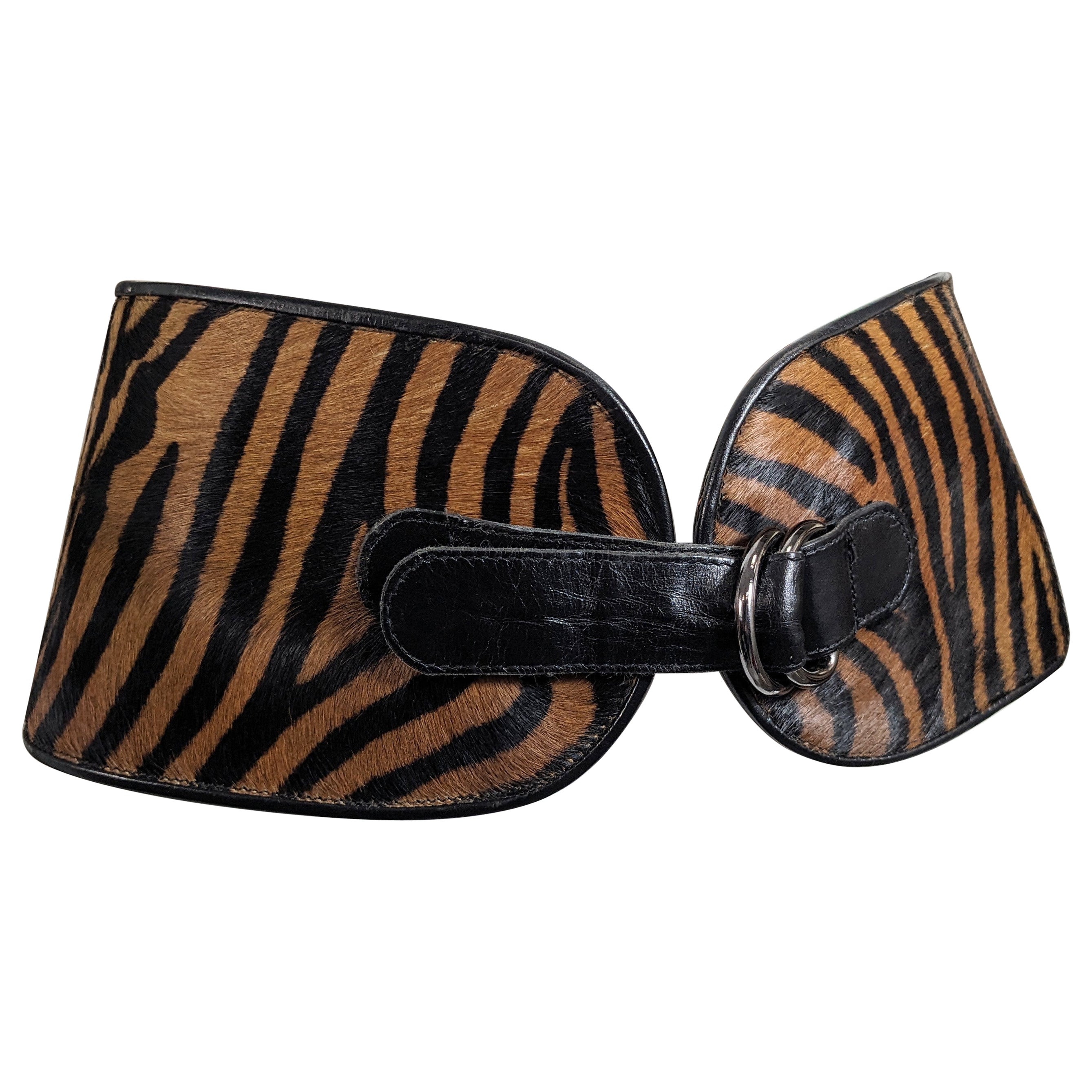 Yves Saint Laurent Zebra Print Waist Belt For Sale