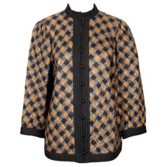 1979 SAINT LAURENT - Veste en soie matelassée imprimée abstraite