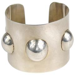Vintage Taxco Mexican Sterling Silver Wide Cuff Warrior Bracelet 2