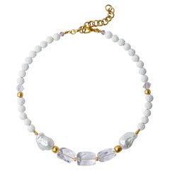 Celestial Pearls with White Crystal Necklace -by Bombyx House